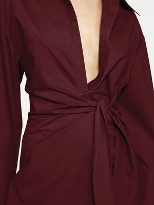 JULIANNE SHIRT DRESS - WINE - EFFIE KATS