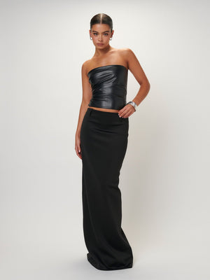 THE LYA BODICE - FAUX BLACK LEATHER - EFFIE KATS