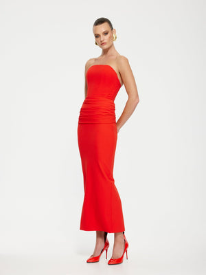 Astor Midi Dress - Cherry Red - EFFIE KATS