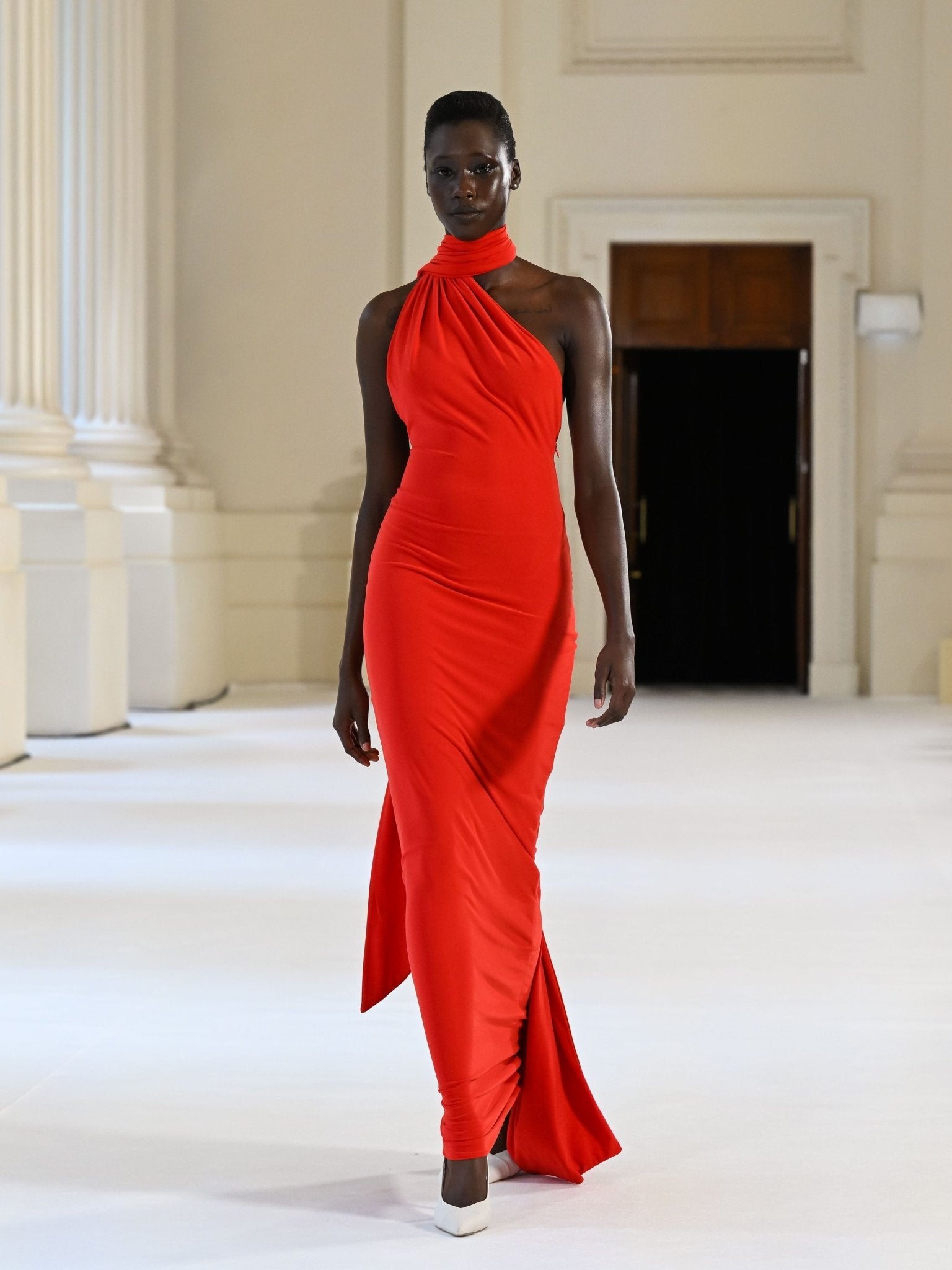 effie dress on runway Haven Dress Black Cherry - Halter Gown