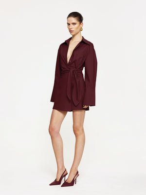 JULIANNE SHIRT DRESS - WINE - EFFIE KATS