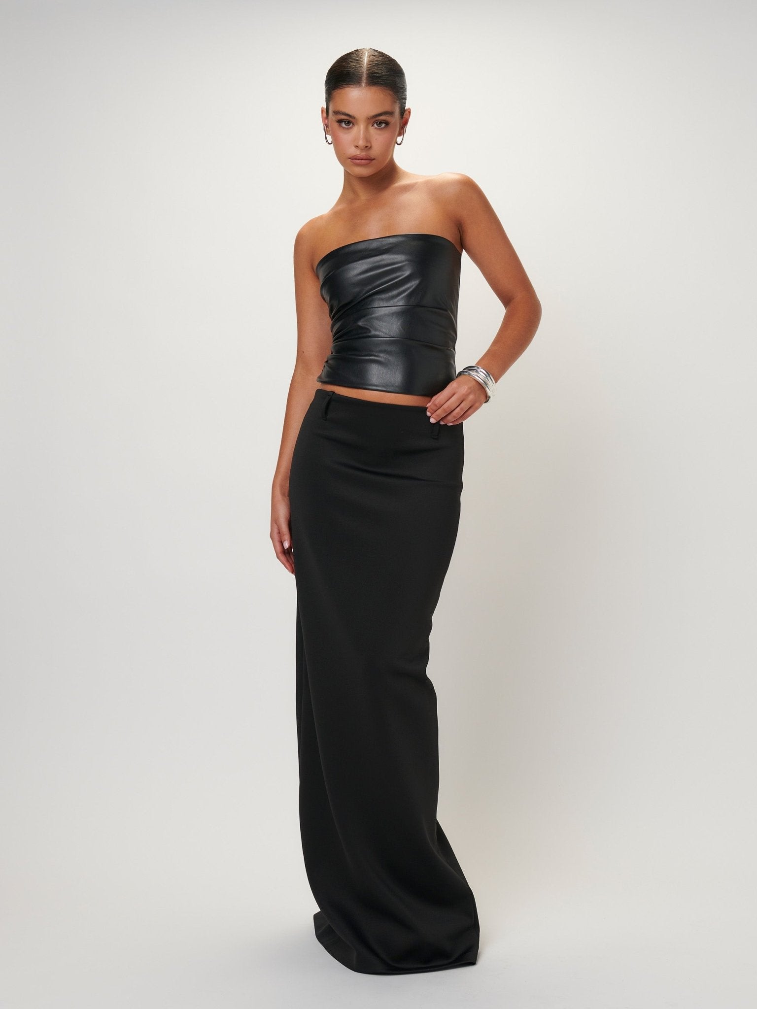 THE LYA BODICE - FAUX BLACK LEATHER - EFFIE KATS